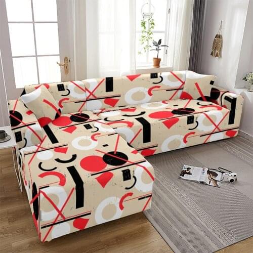 1 Pcs Geometric Abstract Bright Printing L-Shaped Sofa Cover Living Room Dustproof Sofa Cover Corner Sofa Cover Protective Cover