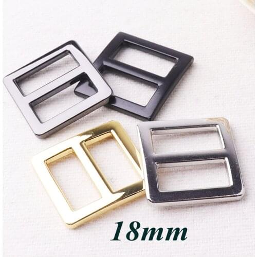 10PCS Slide Adjustable Buckles Gold/Black/Silver/Gunmetal Metal Slider webbing Purse Bag buckles Handbag Strap Keeper 18MM