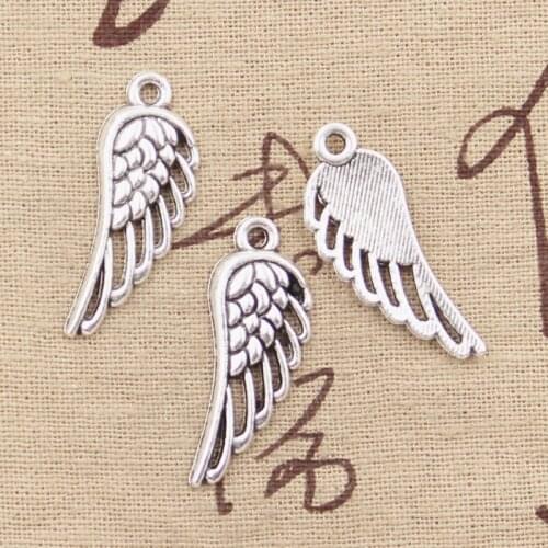 15pcs Charms Angel Wings 33x13mm Antique Silver Color Plated Pendants Making DIY Handmade Tibetan Silver Color Jewelry