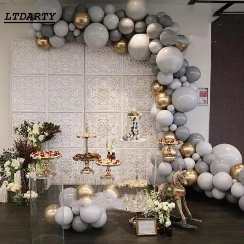 179Pcs/set Gray Balloon Garland Grey White Gold Latex Balloons Arch for Wedding Birthday Party Supplies Baby Shower Decorations