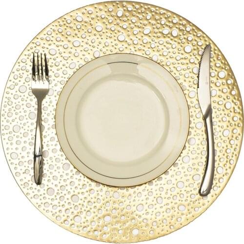 2Pcs PVC Round Moon Surface Hollow Bowl Cup Placemat Heat Insulated Table Mat Pad Decoration