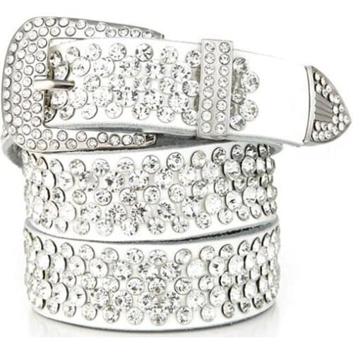 2021 fashion Women ceinture femme Ms belt Alloy buckle full rhinestone decoration long 110 CM wide 35MM Pin buckle true cowhide