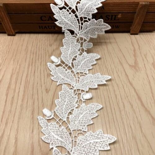 30Yard High Quality African Cord Lace Fabric Leaves Sewing Polyester Embroidered Lace Trim Applique Lace Ribbon Dentelle Blanche