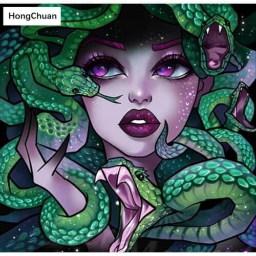 5D DIY diamond painting cross stitch cartoon snake girl needleworkhome decoration square/round mosaicdiamond thorn show new year