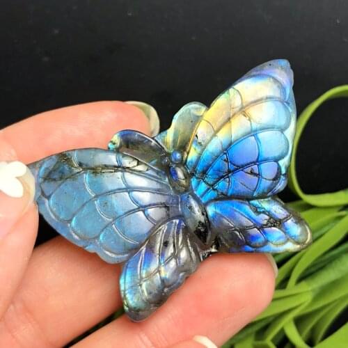 AAAAA+Natural labrador crystal natural gem polishing carving butterfly quartz handicrafts and other home decoration healing