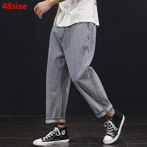 Tide brand spring large size mens new denim pants loose big size fashion pants 7XL jeans for men ankle-lenth pants