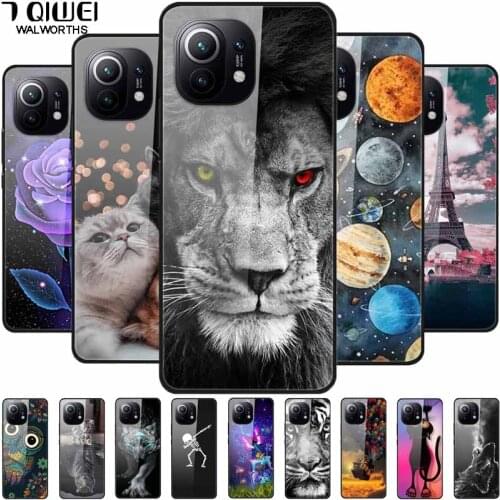 Tempered Glass Cover For Xiaomi Mi 11 Lite 5G Case Hard Protective Back Funda for Mi11 Lite Glass Soft Bumper 11Lite Coque 2021