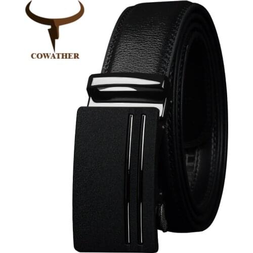 COWATHER New Arrival Men Belt Alloy Buckle Cow Genuine Leather Belt Cowhide Men Strap Automatic Buckle Waistband For Men CZ146