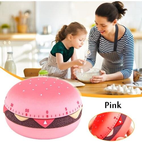 Hamburger Shape 60 Minute Kitchen Timer Reminder Easy Operate Cooking Boiling Baking Helper Cartoon Kitchen Tool Home Decoration