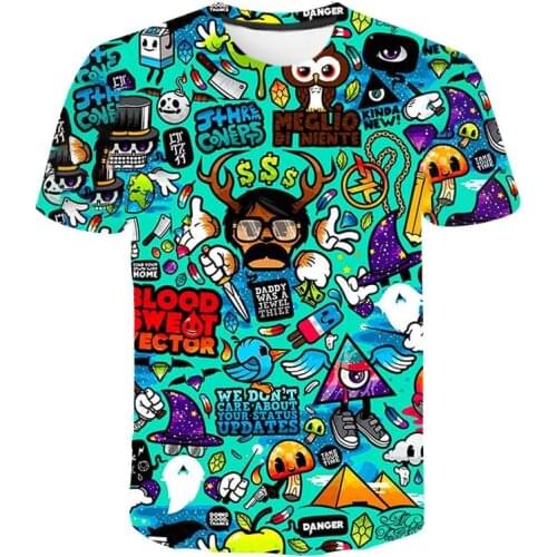 Summer Short Sleeve Cool Grunge Graffiti 3D Printed T Shirt Men Women Children Fashion Streetwear Tees Boy Girl Kids Tops Tee