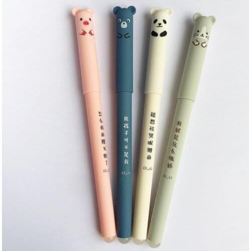 48PCS/lot Cute Piggy Panda Wipable Gel Pen Cartoon Easy To Wipe Magic Friction Gel Pen Kawaii School Supplies Stationery