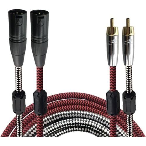 HIFI 2 RCA To Dual XLR Audio Cable 2 RCA Male to 2 XLR Male For Microphone Subwoofer Mixer Recording Studios Cable