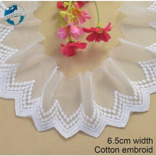 7cm width Cotton embroid lace sewing ribbon guipure trim or fabric warp knitting DIY Garment Accessories wedding lace#3360
