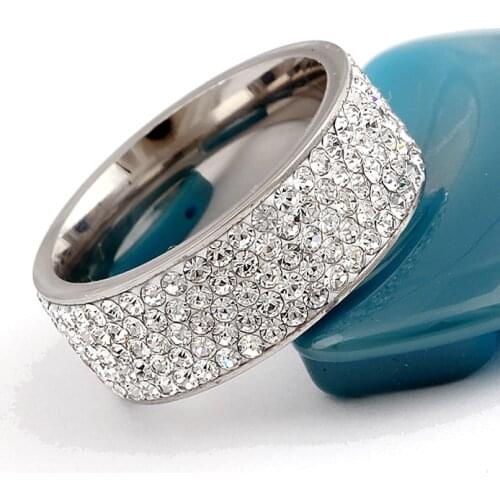 Stainless Steel Crystal Rings for Women 8mm Wedding bands Party Accessory Angel Anillos Mujer Bague Fashion Jewelry