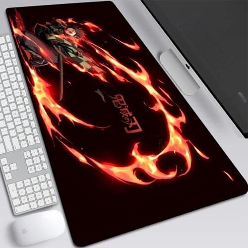 Anime Demon Slayer Kimetsu No Yaiba 70x30/90x40cm Large Keyboard Mat Gaming Mouse Pad Locking Edge Table Mat for PC Laptop
