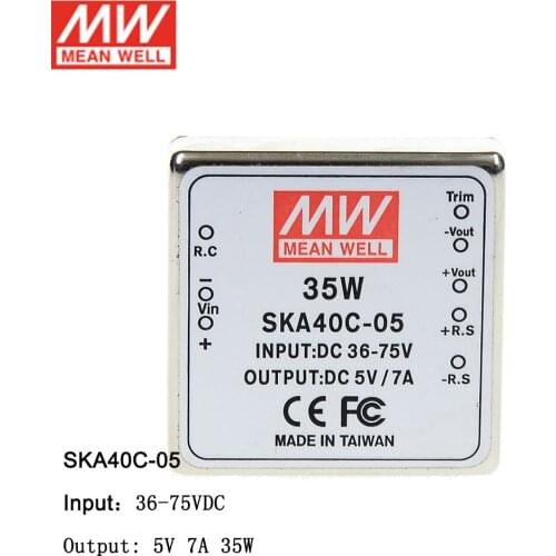 MEAN WELL SKA40C-05 DC-DC Regulated Single Output Converter 36-75V DC to 5V DC 7A 35W Module type Switching Power Supply