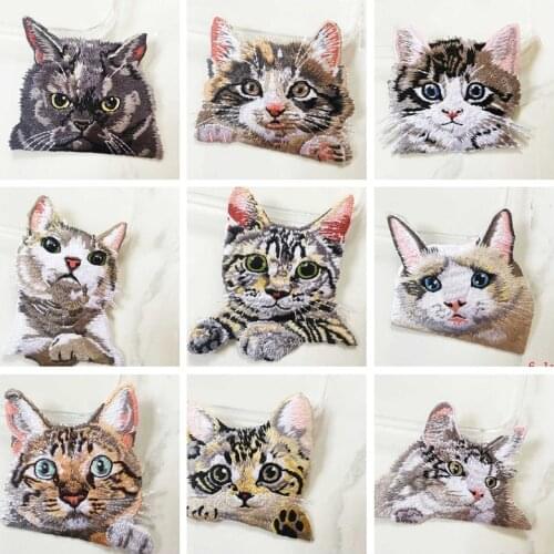 Cute Cat Embroidered Patches For Clothing Iron on Jacket Applique Accessories Decor Fusible Sewing Embroidery Patch Sewing Cloth