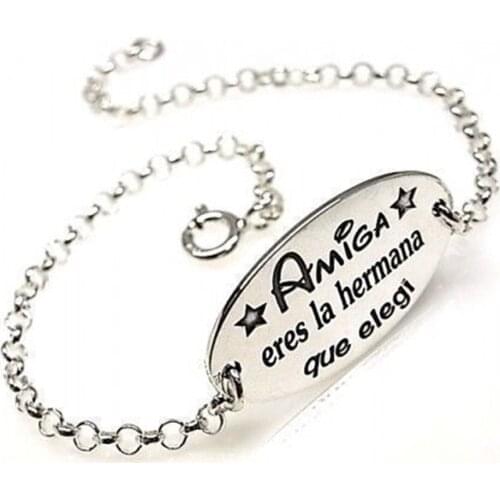 Minosilver sterling silver bracelet with message "friend you are the sister I chose" a gift idea for a special woman