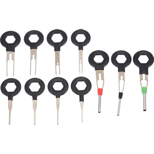 11pcs Metal Car Electrical Terminal Wiring Crimp Connector Pin Removal Key Tool Kit Durable Connector Removal Key Tool