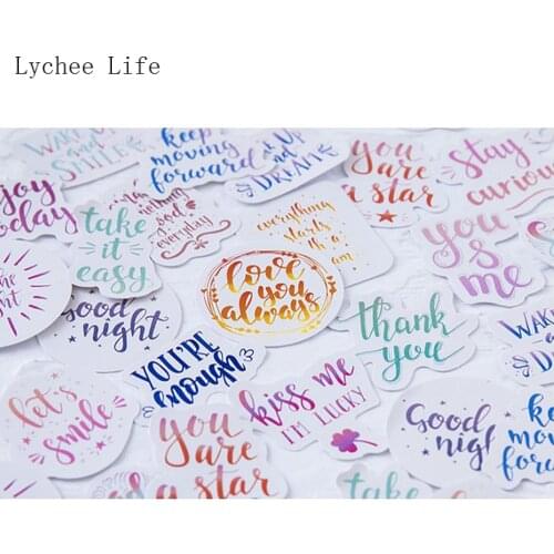 Lychee Life 46Pcs Colorful English Letters Inspirational Quotes Sticker for Laptop Computer Skateboard Sticker