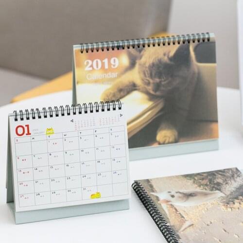 Cute Cats Table Calendar 2019 Desk Calendar Office Supply Standing Paper Organizer Schedule Planner Printing Calendar