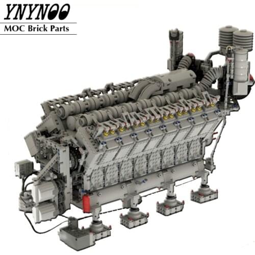 NEW Mechanical Group V16 Emergency Diesel Engine 16 Cylinder Engine MOC Building Blocks Parts Pack Bricks Giant Model DIY Toys