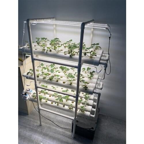 NFT Vertical Hydroponics Grow Kits 108 Holes with LED Grow Lights for Planting Lettuce Strawberry Mint EU Plug Indoor Greenhouse