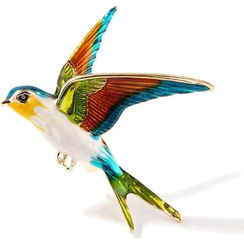 New Colorful Swallow Brooches Cartoon Animal Bird Enamel Pins Cardigan Shirt Lapel Pin Corsage for Women and Men Accessories