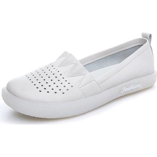 New Summer Autumn Genuine Leather Women Flat Shoes Top Quality Ladies Moccasins Slip on Casual Shoes Flats Female Driving Shoes