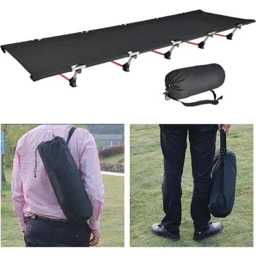 Portable Foldable Camping Cot Single Person Outdoor Folding Bed 330LB Bearing Weight Compact for Outdoor Picnic Camping