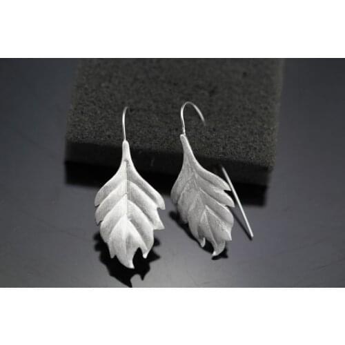 Drop Shipping 100% 925 Sterling Silver Leaf Stud Earrings For Women Wedding Gift Hypoallergenic Sterling-silver-jewelry