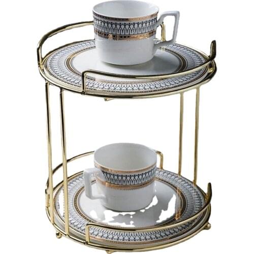 Goddess Luxuly Marble Double Layer Cosmetic Storage Rack Desktop Jewelry Perfume Box Plate Party Cake Dessert Display Stand