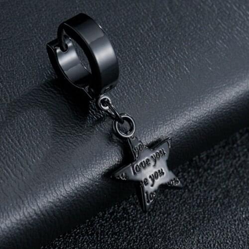 Punk Rock Love You Five Star Stud Earrings Unisex Pendant Ear Earring Cool Girl Woman Men Party Jewelry