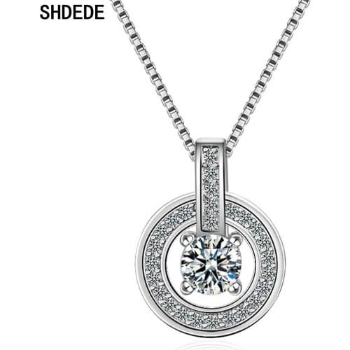 SHDEDE Round Pendant Necklace 925 Silver Choker Women Fashion Jewelry Embellished With Crystals From Swarovski -X223
