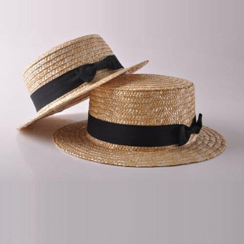 Parent Child Simple Cute Straw Hat with Bow Summer Beach Holiday Street Casual Ladies girls Sun Hat 2020 Newest Trendy