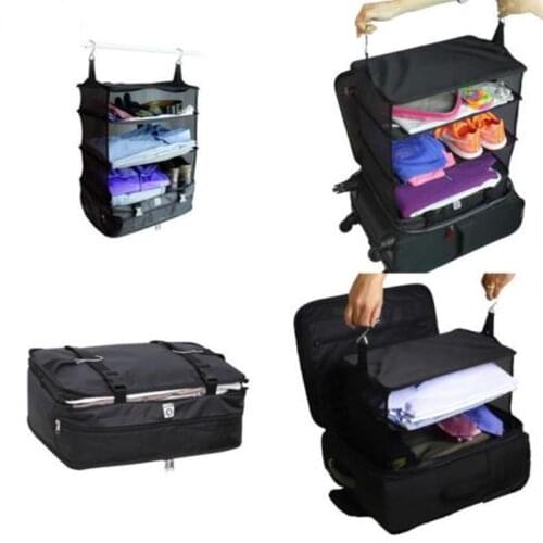 Luggage Bag Portable Luggage System Hanging Travel Bags Shelves 3 layer wardrobe Bag Large Storage Organizer Space-saving
