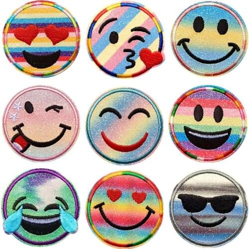 Embroidered Cloth Stickers Gold Powder Smiley Face Series Patch Clothes Hat Accessories Decoration Gold Patch