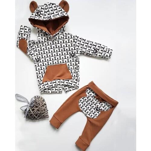Winter Baby Clothes Boys Tops Boys Pullover Hoodied Girls Hooded Newborn Sweatshirt +Pants Infant Outfits Kid Sport Clothing Set