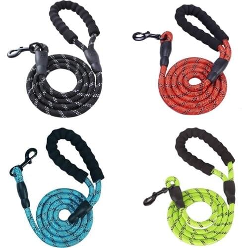Pet supplies reflective multicolor round rope chain dogs dog leash drawstring large dogs with comfortable handle