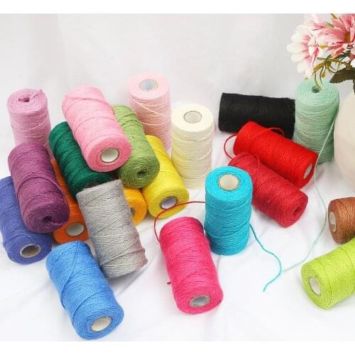 100m/lot 2mm Natural Burlap Hessian Jute Colorful Twine Cord Hemp Rope String Gift Packing Strings Christmas& Party Supplies