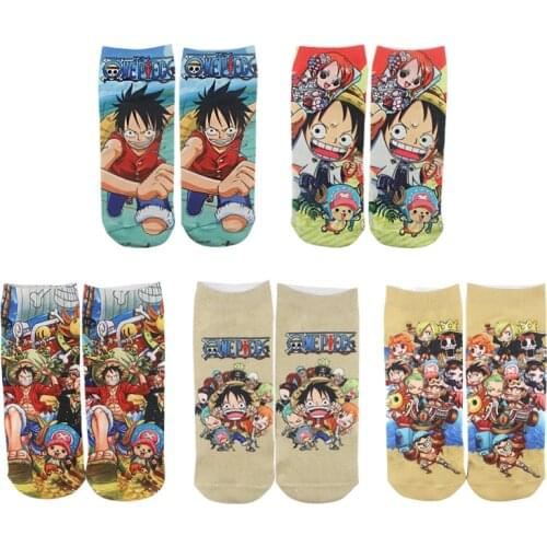 ZF1945 1pair Anime Socks Luffy Pirate King Cool Character Socks Comfortable Breathable Fashion Novelty For Friends Anime Lovers