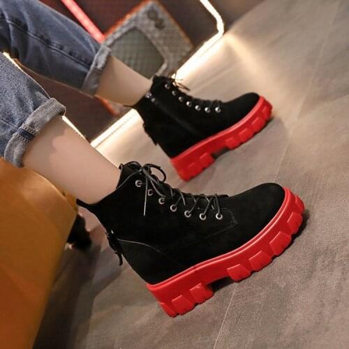 2020 Winter Woman Fashion Ankle Boots Thick Sole Platform Boots Brand Designers Sexy Womens Gladiator Shoes Women Boots Red