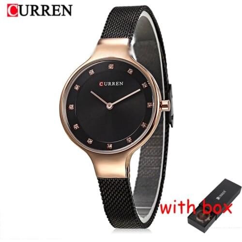 CURREN Women Quartz Watch Stainless Steel Mesh Band Luxury Top Brand Ladies Dress Bracelet Wristwatch Gifts relogio feminino
