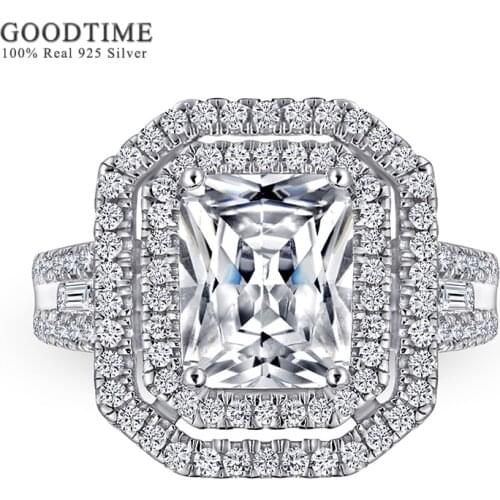 Luxury 100% 925 Sterling Silver Ring For Woman Bride Wedding Ring Square Zircon Jewelry Accessories Anniversary Gift For Lover
