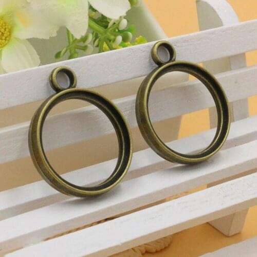10pcs Silver/Antique Bronze Base Blank Bezel Pendant Tray Cabochon Setting Round Pendant Trays for Earrings Necklace Jewelry DIY
