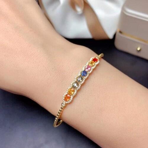 100% Natural and Real Sapphire Bangle 925 sterling silver For Anniversary