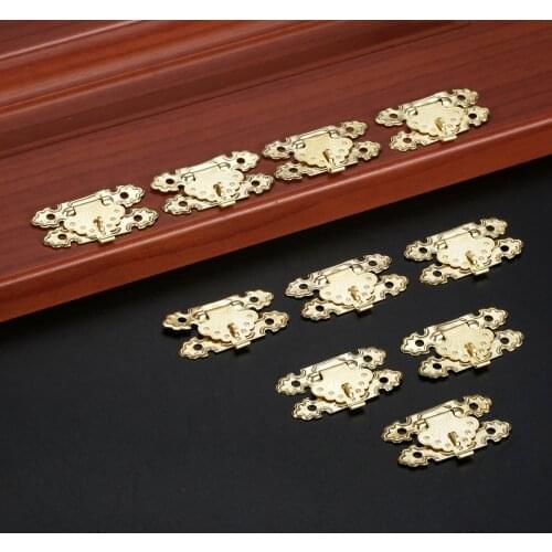 10x Durable 41*24mm Jewelry Box Padlock Hasp Locks Wooden Wine Gift Box Latch Clasps Buckle 41*24mm Gold Furniture Hardware