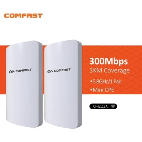 2Pcs 1-3km Long Range 5.8Ghz 300Mbps Wireless Outdoor CPE Wifi Bridge Wireless Router 11dBi Antenna Nano station AP