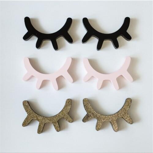 2pcs/set Unicorn Party Cute Wooden 3D Eyelash Wall Sticker Birthday Party Decorations Kids Room Decor Baby Shower Home Decor DIY