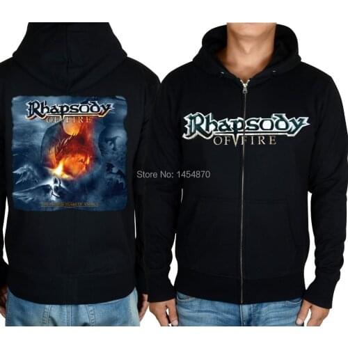 2style Outerwear Zipper Pullover Dragon Rhapsody Of Fire Rock Black Hoodies jacket punk hardrock sweatshirt fleece